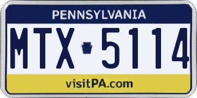 PA license plate MTX5114