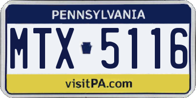 PA license plate MTX5116