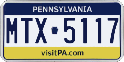 PA license plate MTX5117