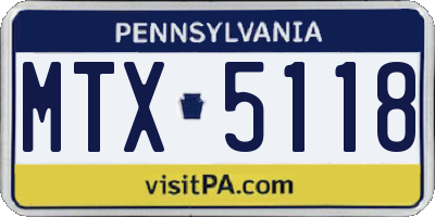 PA license plate MTX5118