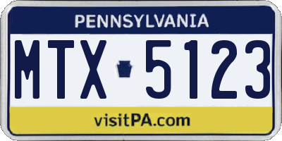 PA license plate MTX5123