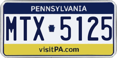 PA license plate MTX5125