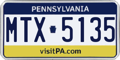 PA license plate MTX5135