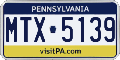 PA license plate MTX5139