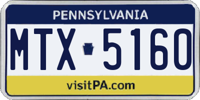 PA license plate MTX5160