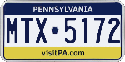 PA license plate MTX5172