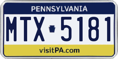 PA license plate MTX5181