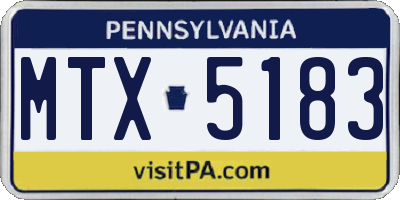 PA license plate MTX5183