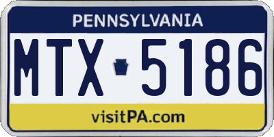 PA license plate MTX5186