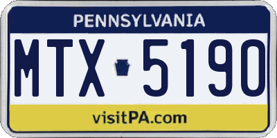 PA license plate MTX5190