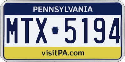 PA license plate MTX5194