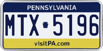 PA license plate MTX5196