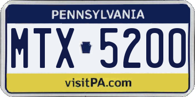 PA license plate MTX5200
