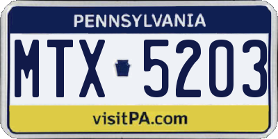 PA license plate MTX5203