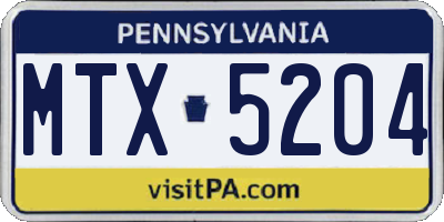 PA license plate MTX5204