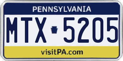 PA license plate MTX5205