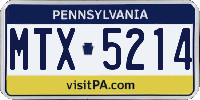 PA license plate MTX5214