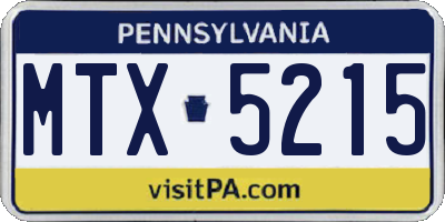 PA license plate MTX5215