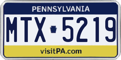 PA license plate MTX5219