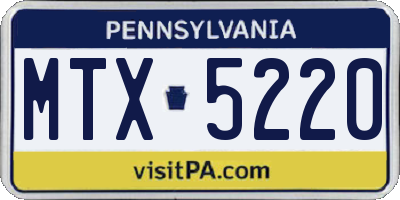 PA license plate MTX5220