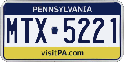 PA license plate MTX5221