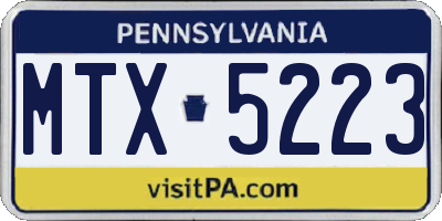 PA license plate MTX5223