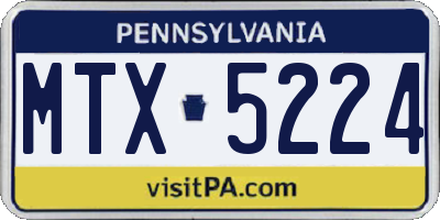 PA license plate MTX5224