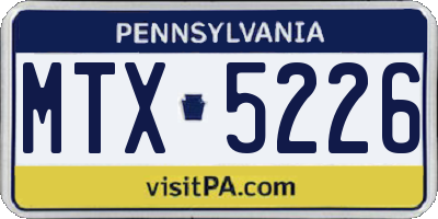 PA license plate MTX5226