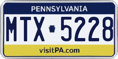 PA license plate MTX5228