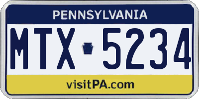 PA license plate MTX5234