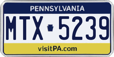 PA license plate MTX5239