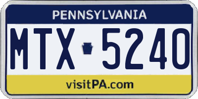 PA license plate MTX5240