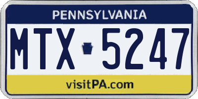 PA license plate MTX5247