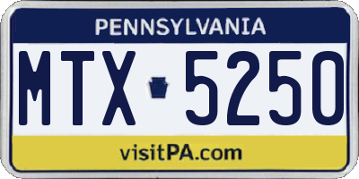 PA license plate MTX5250