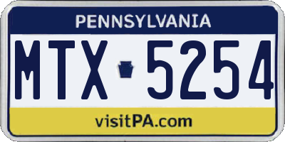 PA license plate MTX5254