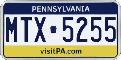 PA license plate MTX5255