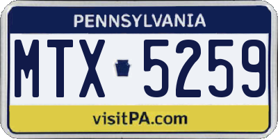 PA license plate MTX5259