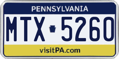 PA license plate MTX5260