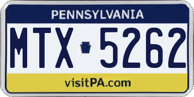 PA license plate MTX5262