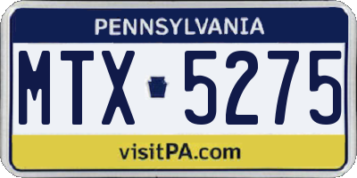 PA license plate MTX5275