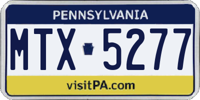 PA license plate MTX5277