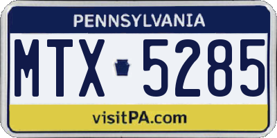 PA license plate MTX5285