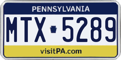 PA license plate MTX5289