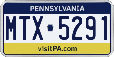 PA license plate MTX5291