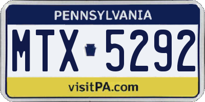 PA license plate MTX5292