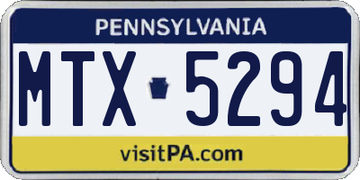 PA license plate MTX5294