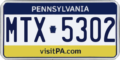 PA license plate MTX5302