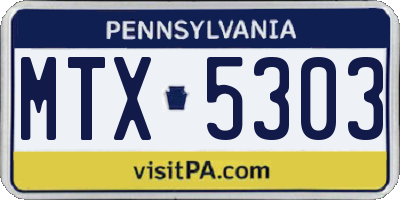 PA license plate MTX5303