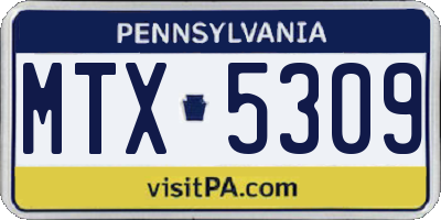 PA license plate MTX5309
