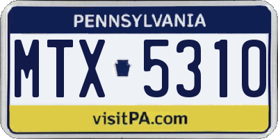 PA license plate MTX5310